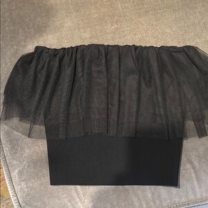 Autumn Cashmere Black Off-Shoulder Tulle Top